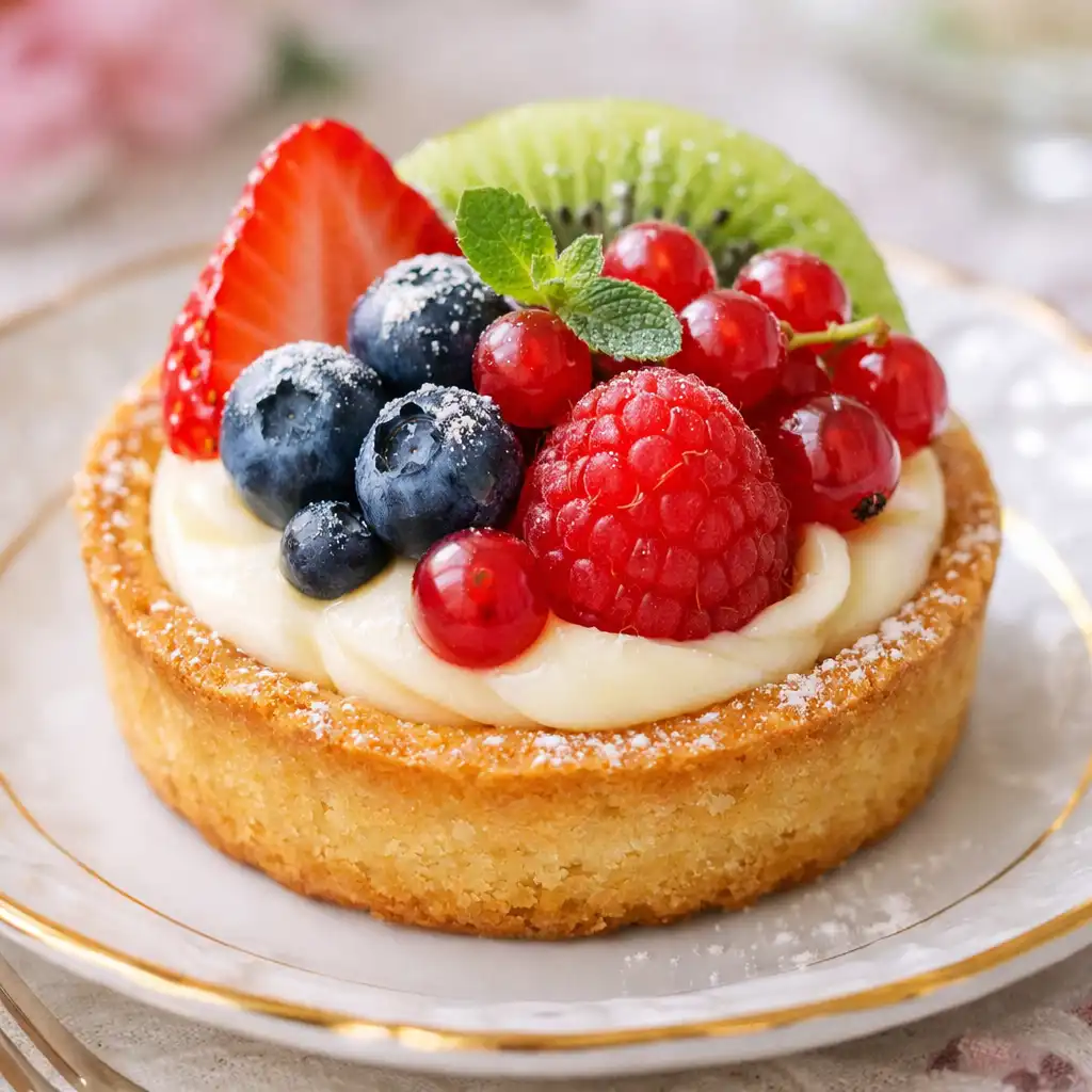 Dessert français élégant sur assiette en porcelaine