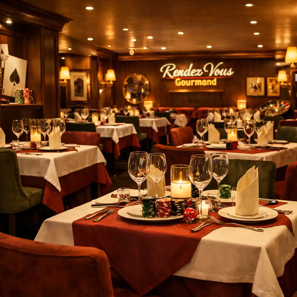 Intérieur du restaurant Rendez-Vous Gourmand avec tables élégamment dressées et ambiance chaleureuse