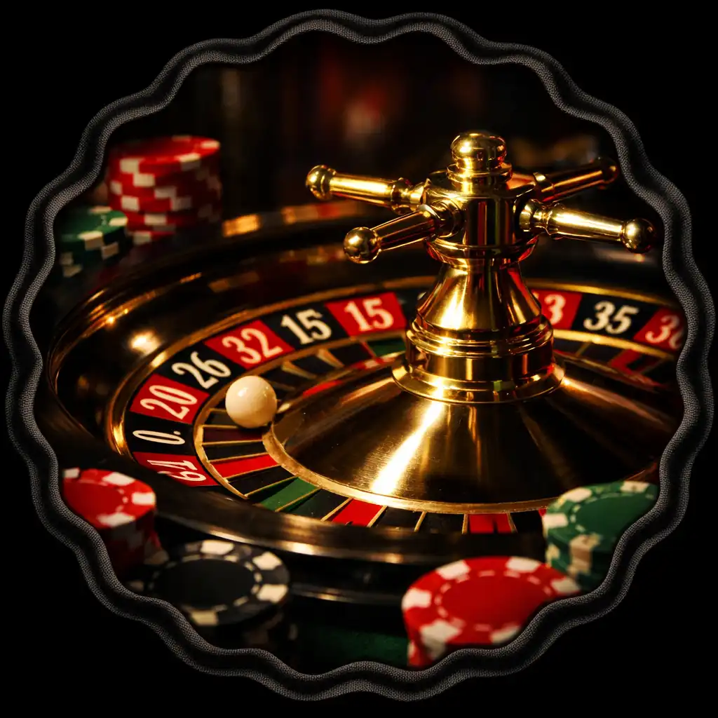 Roue de roulette physique avec numéros colorés et jetons